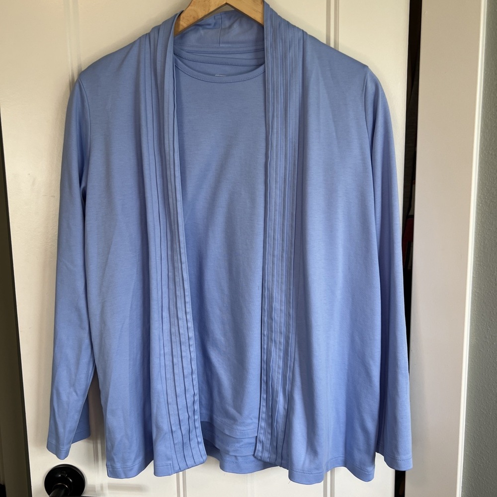 LL Bean Cardigan Womens Small Supima Cotton Lightweight Sweater Periwinkle Set